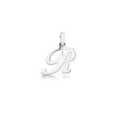 Pendant with initial letter R in italic in 18k white gold
