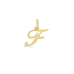 Pendant with initial letter F in italic in 18k yellow gold