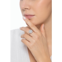 Diamantring Blumenring Damen aus Weißgold 18K 2