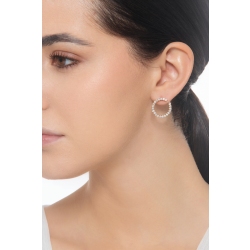 Boucles d'oreilles en or rose 750 avec diamants 2