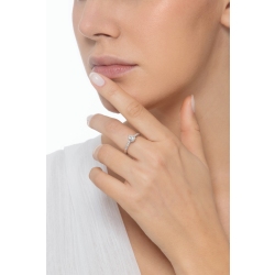 Pear cut solitaire ring in white gold 18k with diamond GIA and diamonds on the shank  2