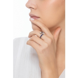 18k white gold TOI et MOI ring with blue sapphires and diamonds 2