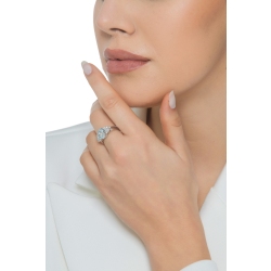 Aquamarine and diamonds ring in white gold 18k 2