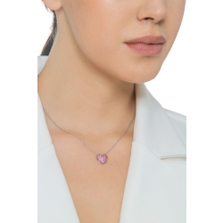 18k white gold necklace with heart pavè pink sapphires pendant 2