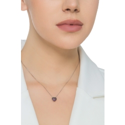 Collier en or blanc 750 cœur serti de rubis 2