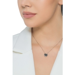 Collier en or blanc 18k cœur pavé diamants noirs 2
