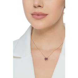 18k yellow gold necklace with heart pavè burnished rubies 2