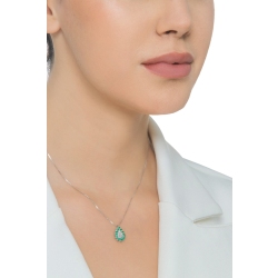 Collar oro blanco de 18k con colgante gota esmeralda 2