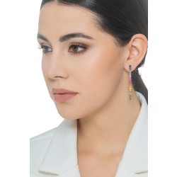 18k rose gold tennis earrings with multicolor sapphires 2