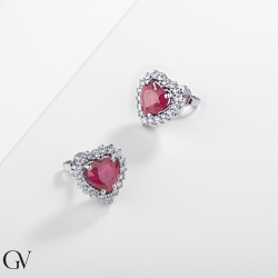18k white gold earrings with diamonds and ruby heart cut 2