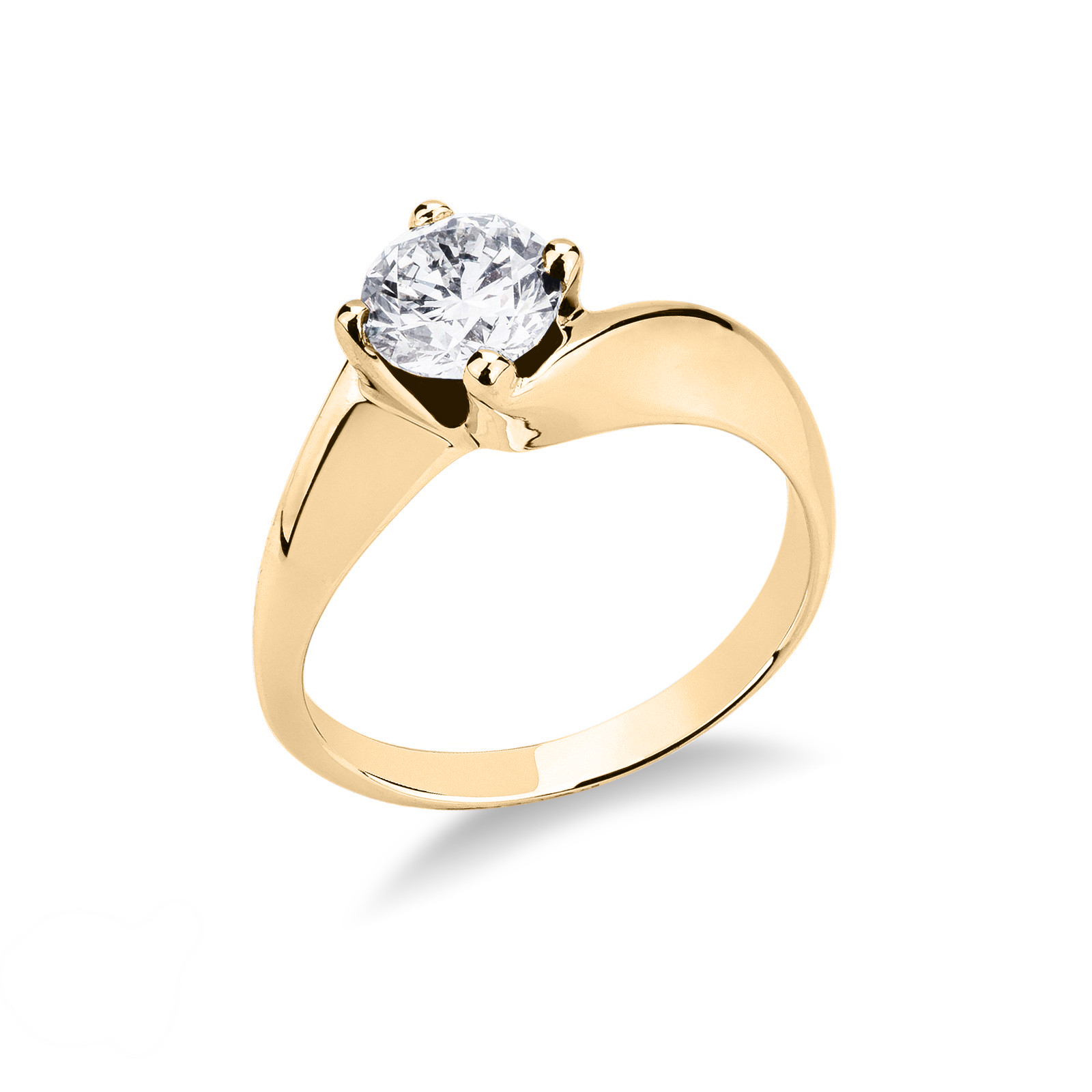 Valentino-Solitäreinfassung mit Rautenform Gelbgold