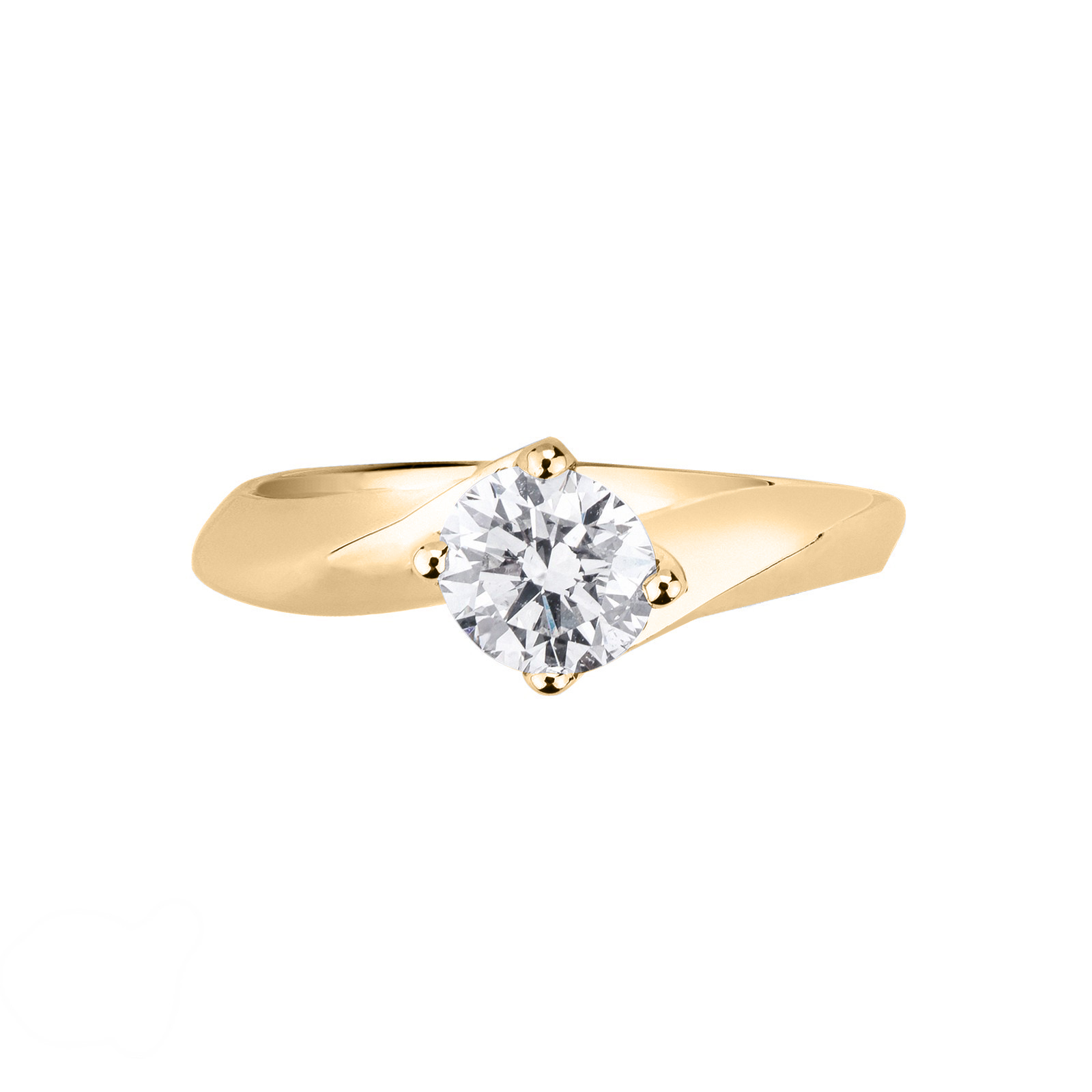 Solitaire setting four prong yellow gold 