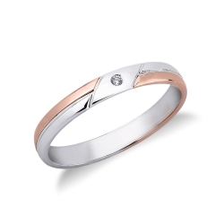 Alliance d'anniversaire de mariage en or rose et blanc 18k et diamant