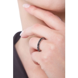 Bague Eternity en or blanc 18 carats sertie de diamants noirs  2
