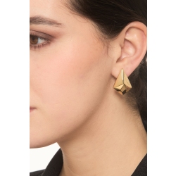 Orecchini geometrici lucidi in oro giallo 18k 2