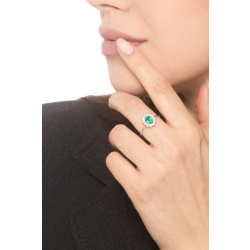 ANELLO CONTORNO CON 12BRILLANTI E SMERALDO OVALE MM6X4 2