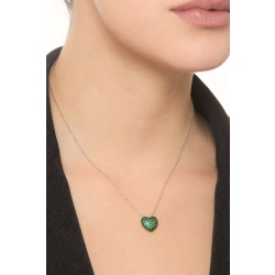 GIROCOLLO CON PAVE' CUORE BOMBATO MM11.5X12.5 IN SMERALDI, CATENA ROLÒ 2