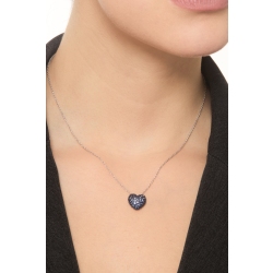 750 white gold necklace with heart blue sapphires pavè pendant 2