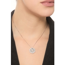 Kette Damen aus Weißgold mit Blumenhänger aus Aquamarin und Diamanten  2