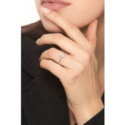 Solitaire ring with diamond emerald cut 1.00ct GIA in white gold 18k 2