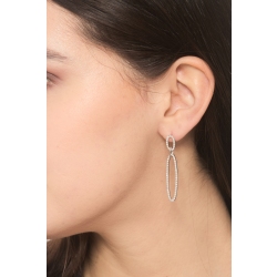 Boucles d'oreilles design avec deux ovales en or blanc 18k diamants  2