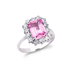 Ring in white gold 18k with pink sapphire 
