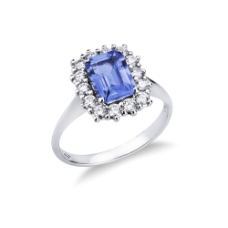 Central tanzanite and diamonds ring 18kt gold