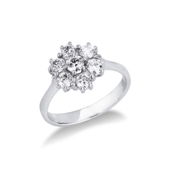 Bague halo en or blanc 18k avec diamant 0,20 ct