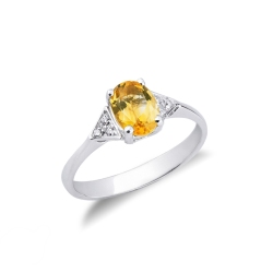White gold 18k ring with citrine and diamonds 