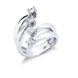 White gold 18k ring TOI & MOI with four diamonds 