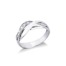 White gold 18k weave ring with diamonds 