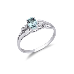 Aquamarin Ring Weißgold 750 mit Brillanten 