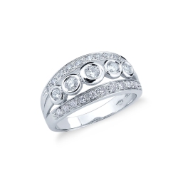 Band ring in white gold 18k with bezel diamonds 