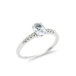 Aquamarin Ring 750er Weissgold mit Diamanten