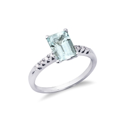 Ring Aquamarin aus Weißgold mit Diamanten