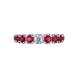 White gold 18k half eternity ring with diamonds and rubies 2