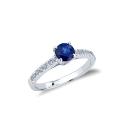 Saphir Verlobungsring Solitär Weißgold mit Diamanten