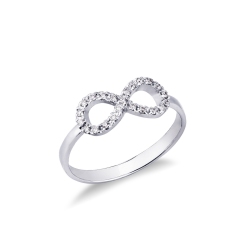 Anillo simbolo infinito en oro blanco 18k con diamantes