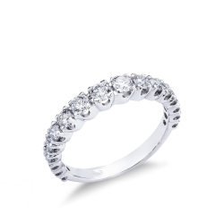 Anello fedina in Oro Bianco 18k con diamanti a scalare, ct 0.90