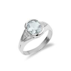 Weißgold Ring Aquamarin und Diamanten