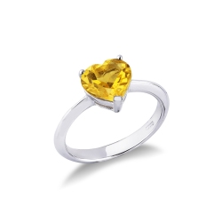 White gold 18k ring with citrine topaz heart cut 