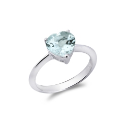 White gold 18k ring with aquamarine heart cut