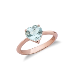 Rosé gold 18k ring with aquamarine heart cut