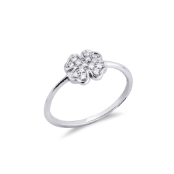 White gold 18k ring with four-leaf clover 