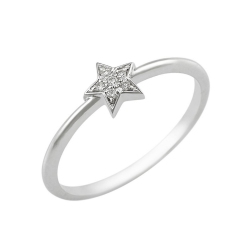 18k white gold ring with a little diamonds star 