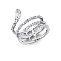 Snake ring with diamonds in 18k white gold 