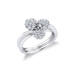 18k white gold ring with diamonds flowers 