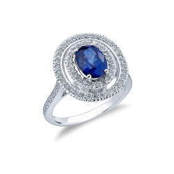 Saphir Ring Weißgold 750 mit Diamanten