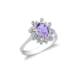 Weißgold Amethyst Ring mit Diamanten
