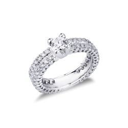 Anillo solitario de compromiso en oro blanco 18k con diamante de 0,30 quilates